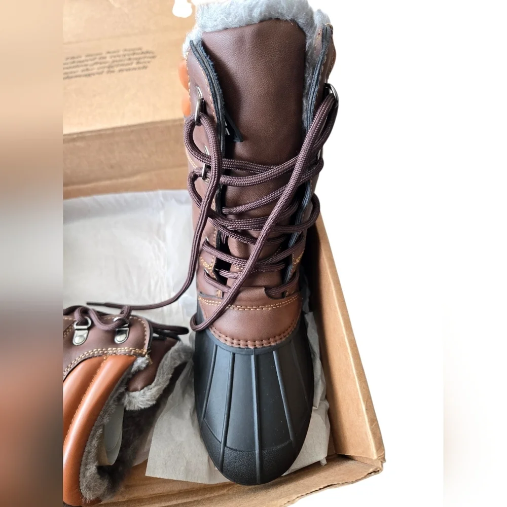 NIB Mishansha Men's Brown and Black Snow Boots Size 8